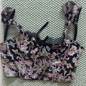 Victoria's Secret Floral Lace Bandeau - Black and Pink